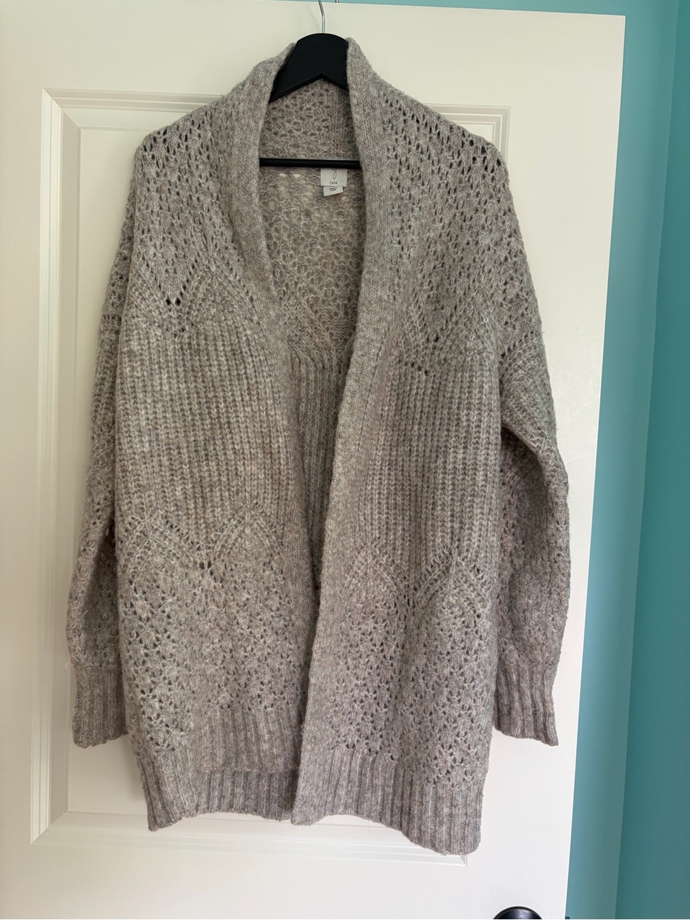 Joie Open-Front Knit Cardigan - Light Gray
